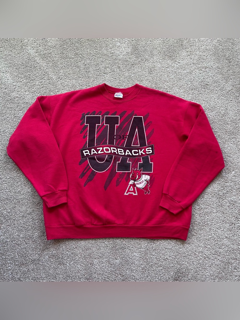 Vintage Hanes Arkansas Razorbacks Sweatshirt XXL Red Crewneck UA Made in USA